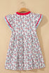 Floral Print Flutter Sleeve Contrast Trim A-Line Dress