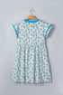 Floral Print Flutter Sleeve Contrast Trim A-Line Dress