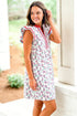 Floral Print Flutter Sleeve Contrast Trim A-Line Dress