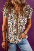 Floral Print Flutter Sleeve Lace Up Neckline Blouse
