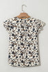 Floral Print Flutter Sleeve Lace Up Neckline Blouse