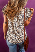 Floral Print Flutter Sleeve Lace Up Neckline Blouse