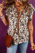 Floral Print Flutter Sleeve Lace Up Neckline Blouse
