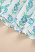 Floral Print Flutter Sleeve Split Neck Blouse