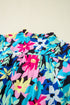 Floral Print Flutter Sleeve Tied Notched Neck Plus Size Blouse