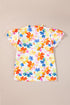 Floral Print Flutter Sleeve V Neck Cotton Blouse