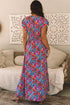 Floral Print Flutter Sleeve Wrap Silhouette Maxi Dress