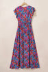 Floral Print Flutter Sleeve Wrap Silhouette Maxi Dress