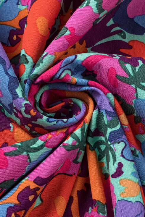 Floral Print Flutter Sleeve Wrap Silhouette Maxi Dress
