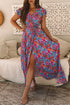 Floral Print Flutter Sleeve Wrap Silhouette Maxi Dress