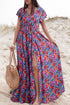 Floral Print Flutter Sleeve Wrap Silhouette Maxi Dress