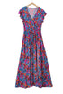 Floral Print Flutter Sleeve Wrap Silhouette Maxi Dress