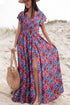 Floral Print Flutter Sleeve Wrap Silhouette Maxi Dress