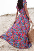 Floral Print Flutter Sleeve Wrap Silhouette Maxi Dress