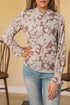 Floral Print Frilled Mock Neck Flounce Sleeve Blouse