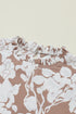 Floral Print Frilled Mock Neck Flounce Sleeve Blouse