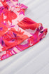 Floral Print Frilled Mock Neck Flutter Sleeve Blouse