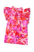 Floral Print Frilled Mock Neck Flutter Sleeve Blouse