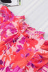 Floral Print Frilled Mock Neck Flutter Sleeve Blouse