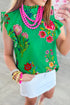 Floral Print Frilled Mock Neck Flutter Sleeve Blouse