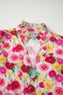 Floral Print Frilled V Neck Puff Sleeve Blouse