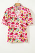 Floral Print Frilled V Neck Puff Sleeve Blouse