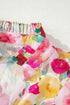 Floral Print Frilled V Neck Puff Sleeve Blouse
