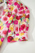 Floral Print Frilled V Neck Puff Sleeve Blouse