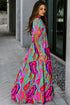 Floral Print Frilled V Neck Short Sleeve Maxi Dress