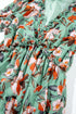 Floral Print Frilled V Neck Short Sleeve Maxi Dress