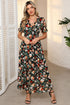 Floral Print Frilled V Neck Short Sleeve Maxi Dress