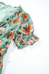 Floral Print Frilled V Neck Short Sleeve Maxi Dress