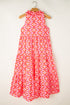 Floral Print Frilly Neck Sleeveless Tiered Maxi Dress