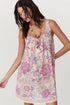 Floral Print Fringed Tie U Neck Sleeveless Mini Dress