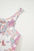 Floral Print Fringed Tie U Neck Sleeveless Mini Dress