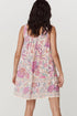 Floral Print Fringed Tie U Neck Sleeveless Mini Dress