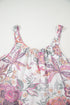 Floral Print Fringed Tie U Neck Sleeveless Mini Dress