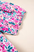 Floral Print Half Button Puff Sleeve A Line Mini Dress