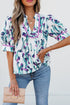 Floral Print Half Sleeve Ricrac Trim Peplum Top