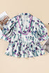 Floral Print Half Sleeve Ricrac Trim Peplum Top