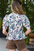 Floral Print Half Sleeve Ricrac Trim Peplum Top