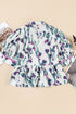 Floral Print Half Sleeve Ricrac Trim Peplum Top