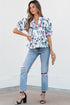 Floral Print Half Sleeve Ricrac Trim Peplum Top