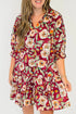 Floral Print Half Sleeve Short Shift Dress