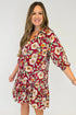 Floral Print Half Sleeve Short Shift Dress