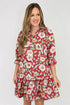 Floral Print Half Sleeve Short Shift Dress
