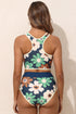 Floral Print Half Zip High Waist Two Piece Swimsuit