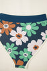 Floral Print Half Zip High Waist Two Piece Swimsuit