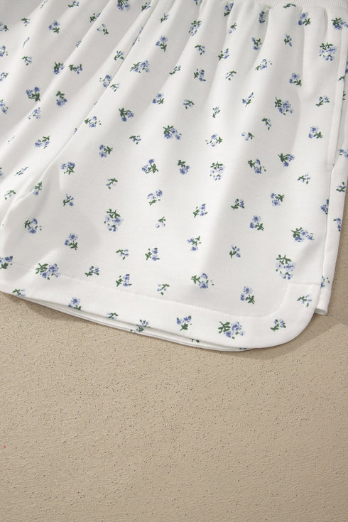 Floral Print Half Zip Top Matching Short Set