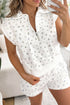 Floral Print Half Zip Top Matching Short Set